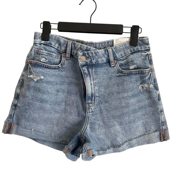 American Eagle Women Curvy Mom Shorts Size 8 Distressed High Rise Y2K Casual